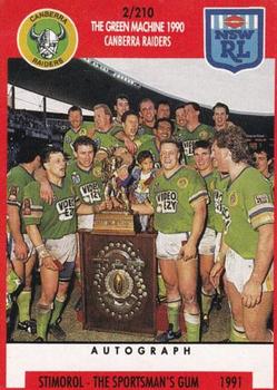 1991 Stimorol NRL #2 The Green Machine 1990 - Canberra Raiders Front